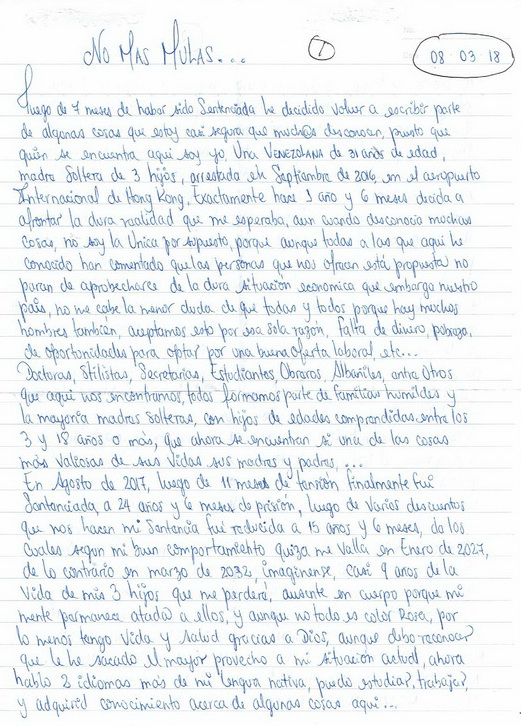 carta de venezolana en prison 8 marzo 2018